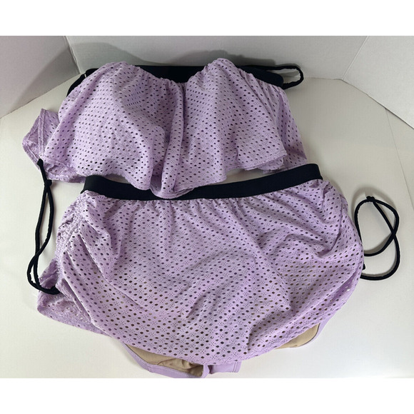 Swim Cacique Lane Bryant 2 Piece Swim Perforated Light Purple Size 14 Wireless - Picture 9 of 9